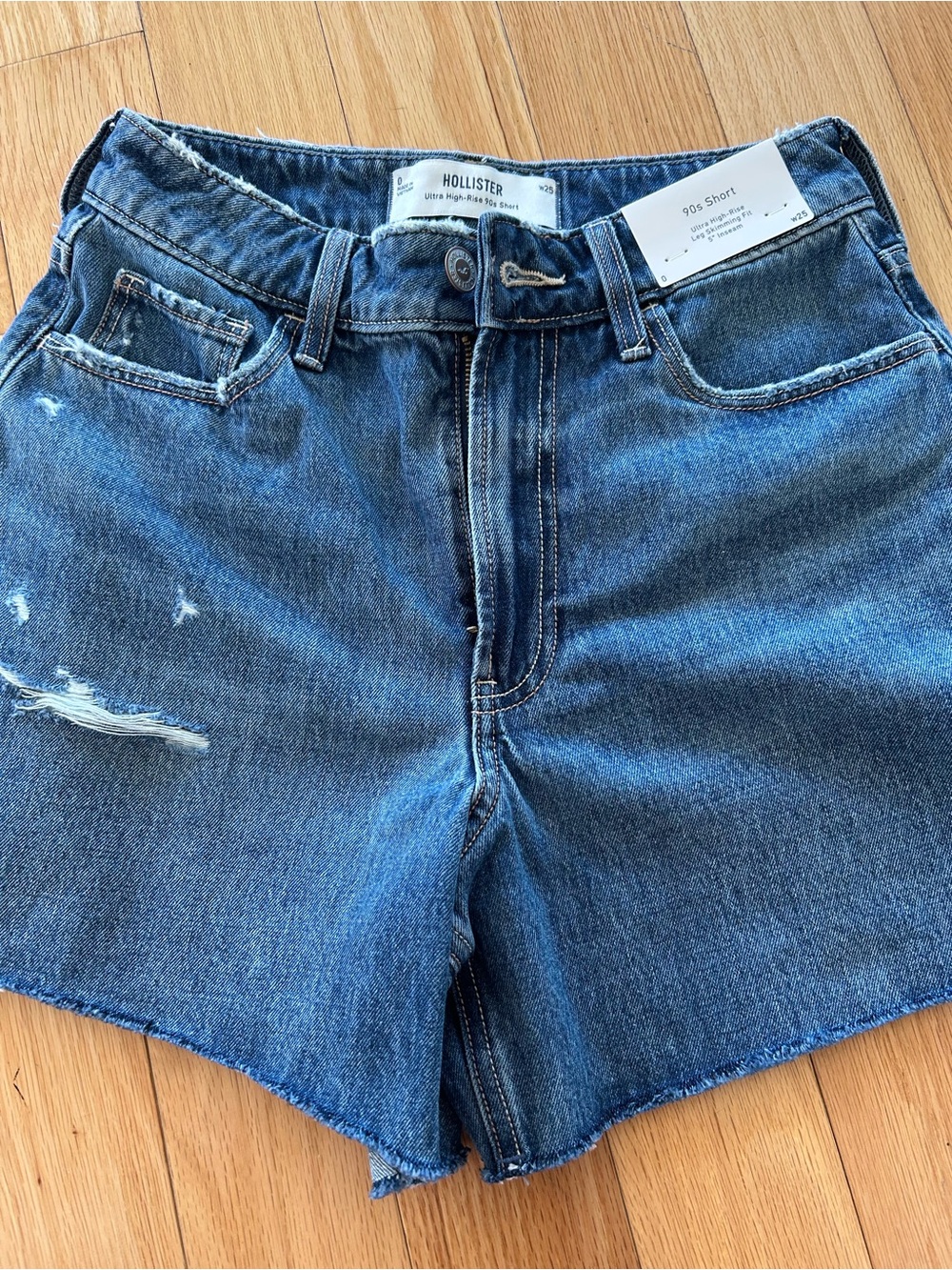 Hollister Medium Blue Denim High-Rise Jean Shorts